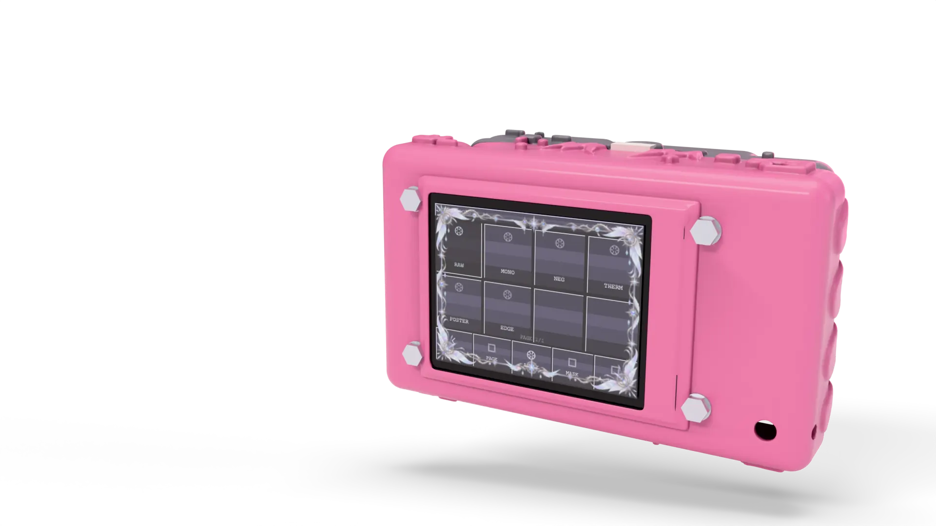 WUW CAM: a pink printed camera with a small touchscreen